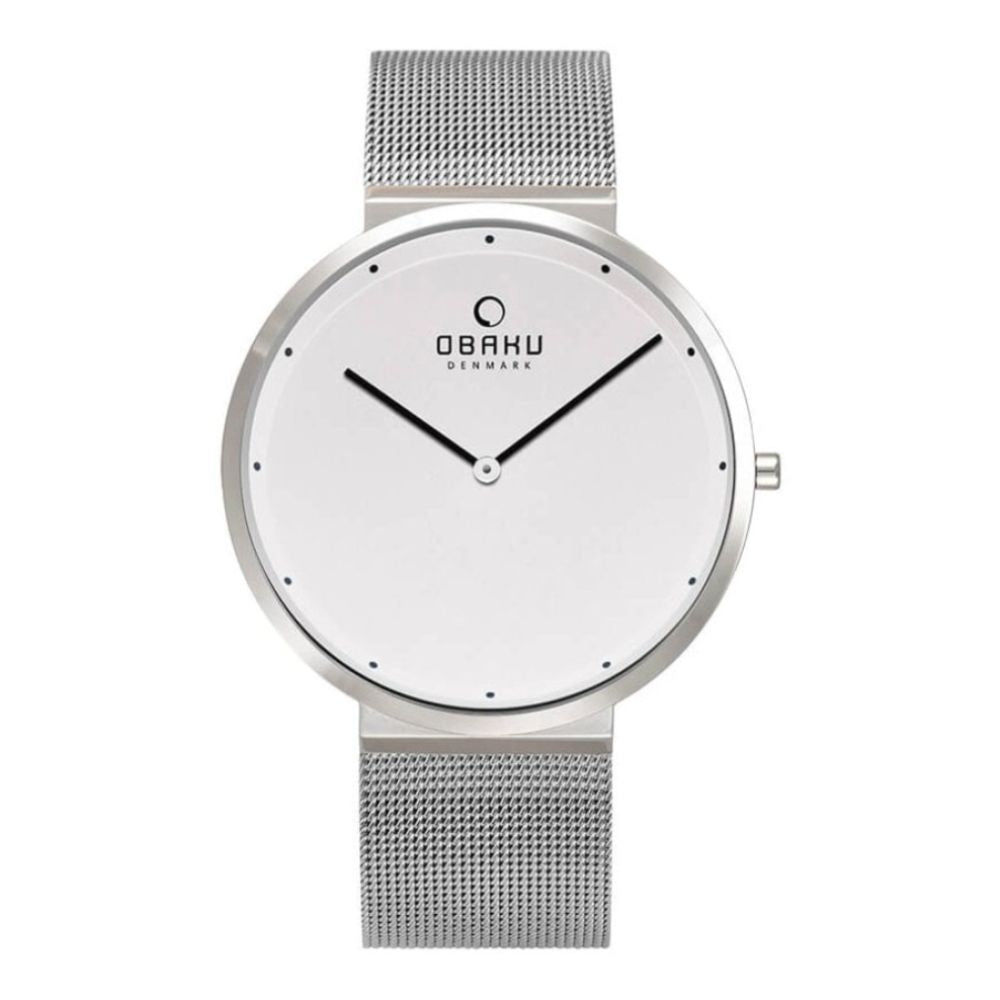 PAPIR - STEEL Stainless Steel Mesh Strap & Case With White Ultra Slim Dial Gents Watch