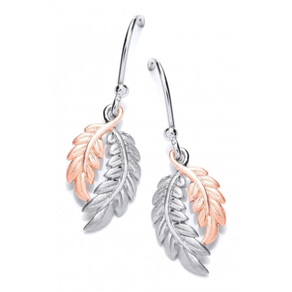 Rose Gold And Silver Feather Earrings