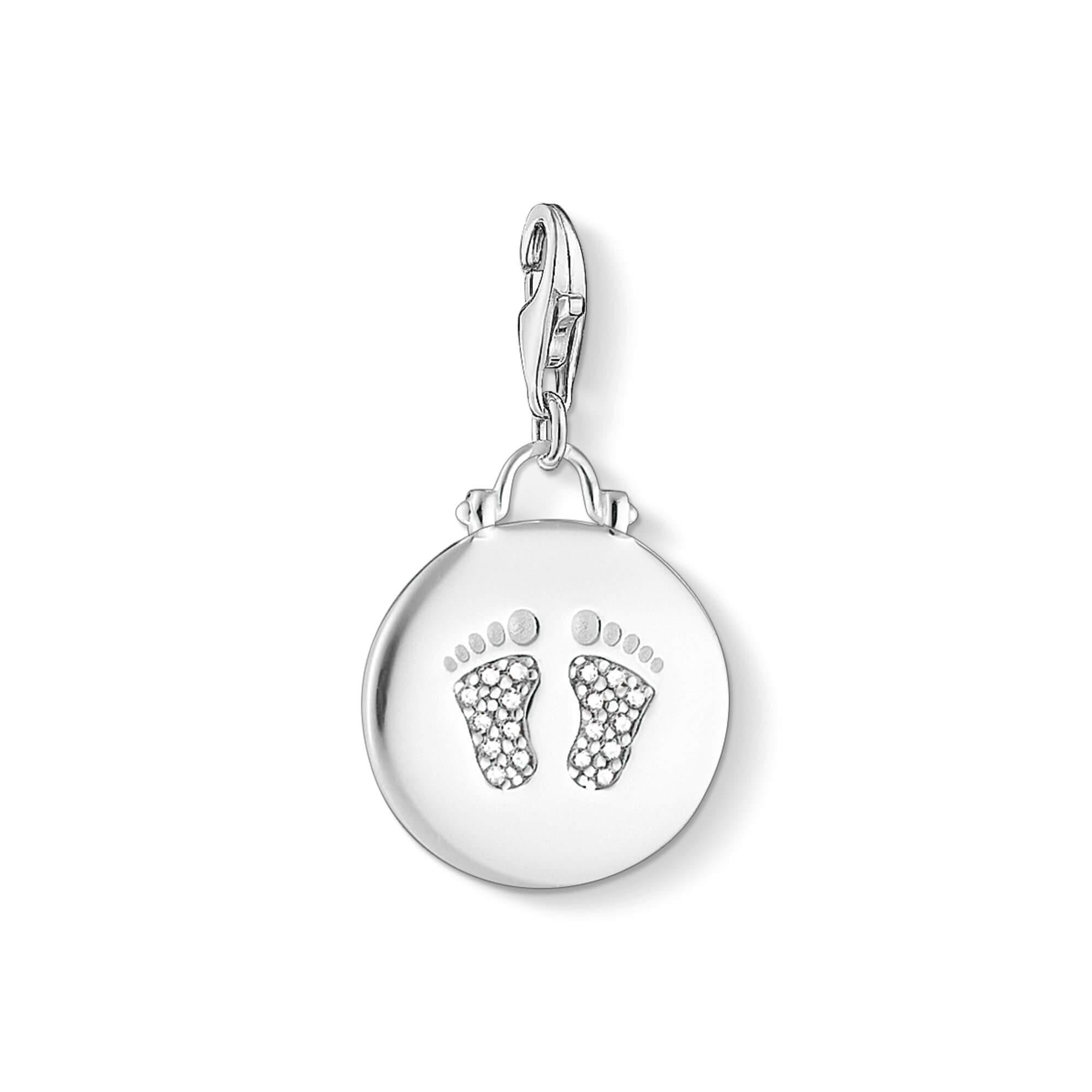 Baby Footprints Disc Charm Pendant