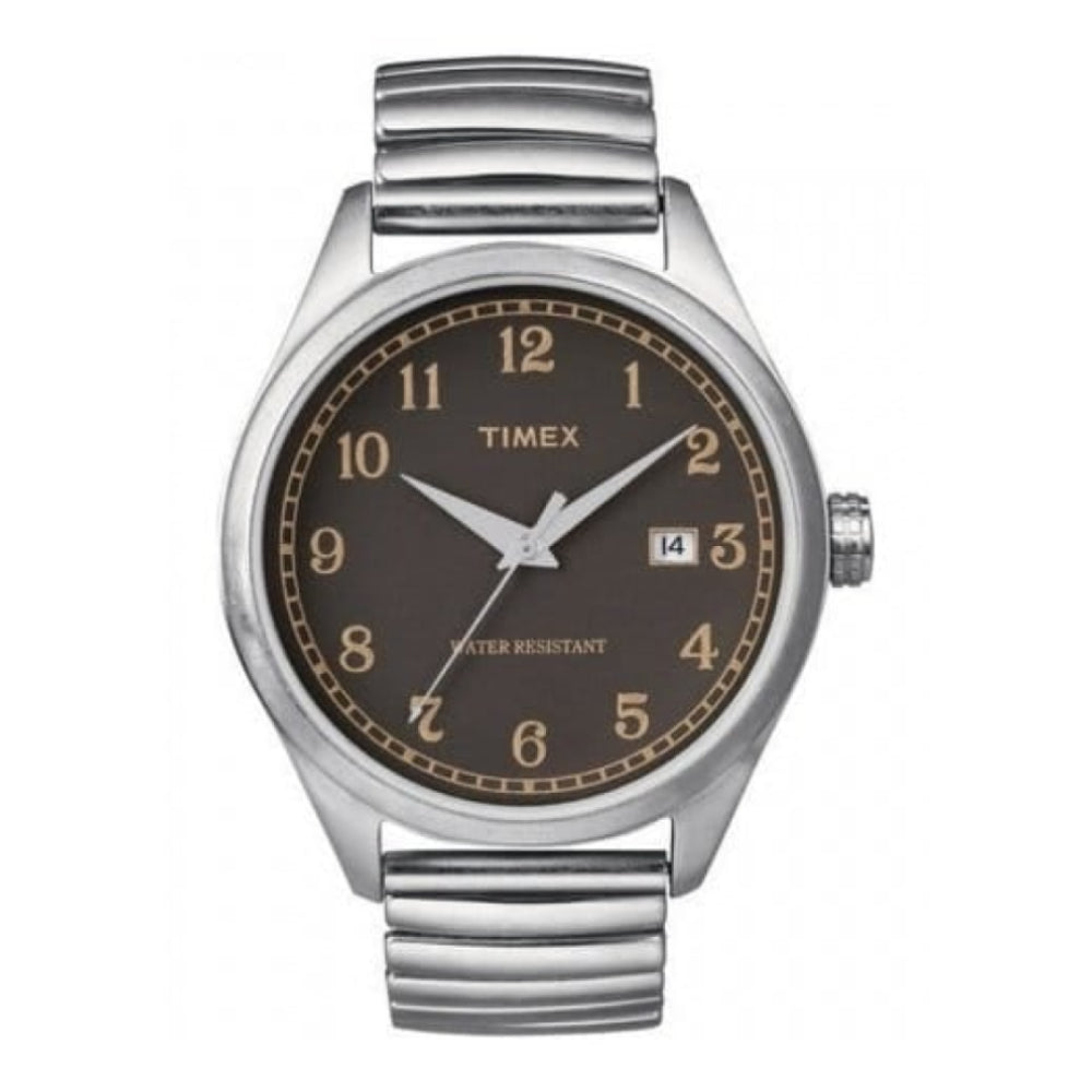 Gents Brown Dial Stainless Steel Expandable Bracelet Watch