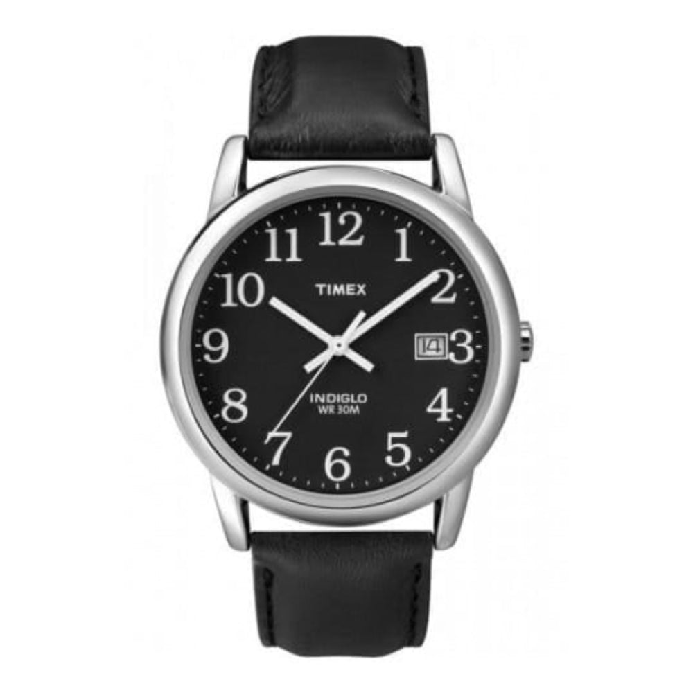 Unisex Indiglo Black Dial And Leather Strap Watch