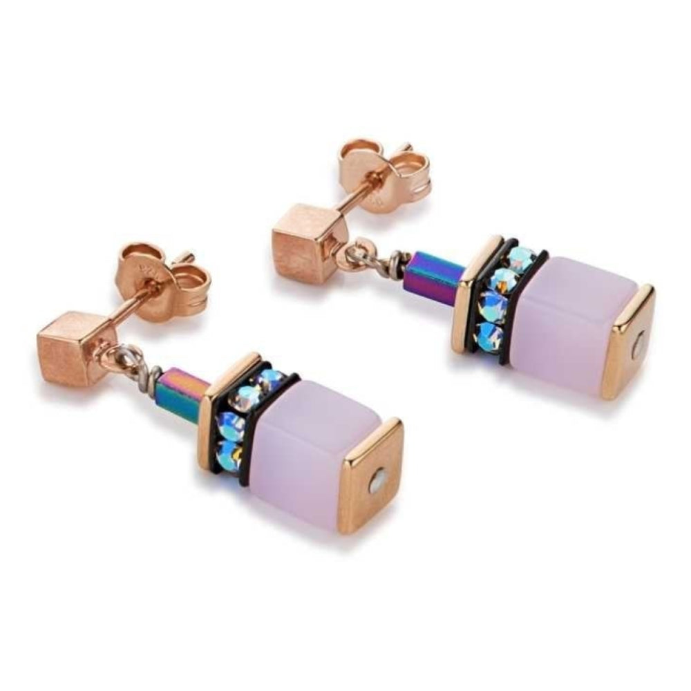 Geo Cube Rose Earrings