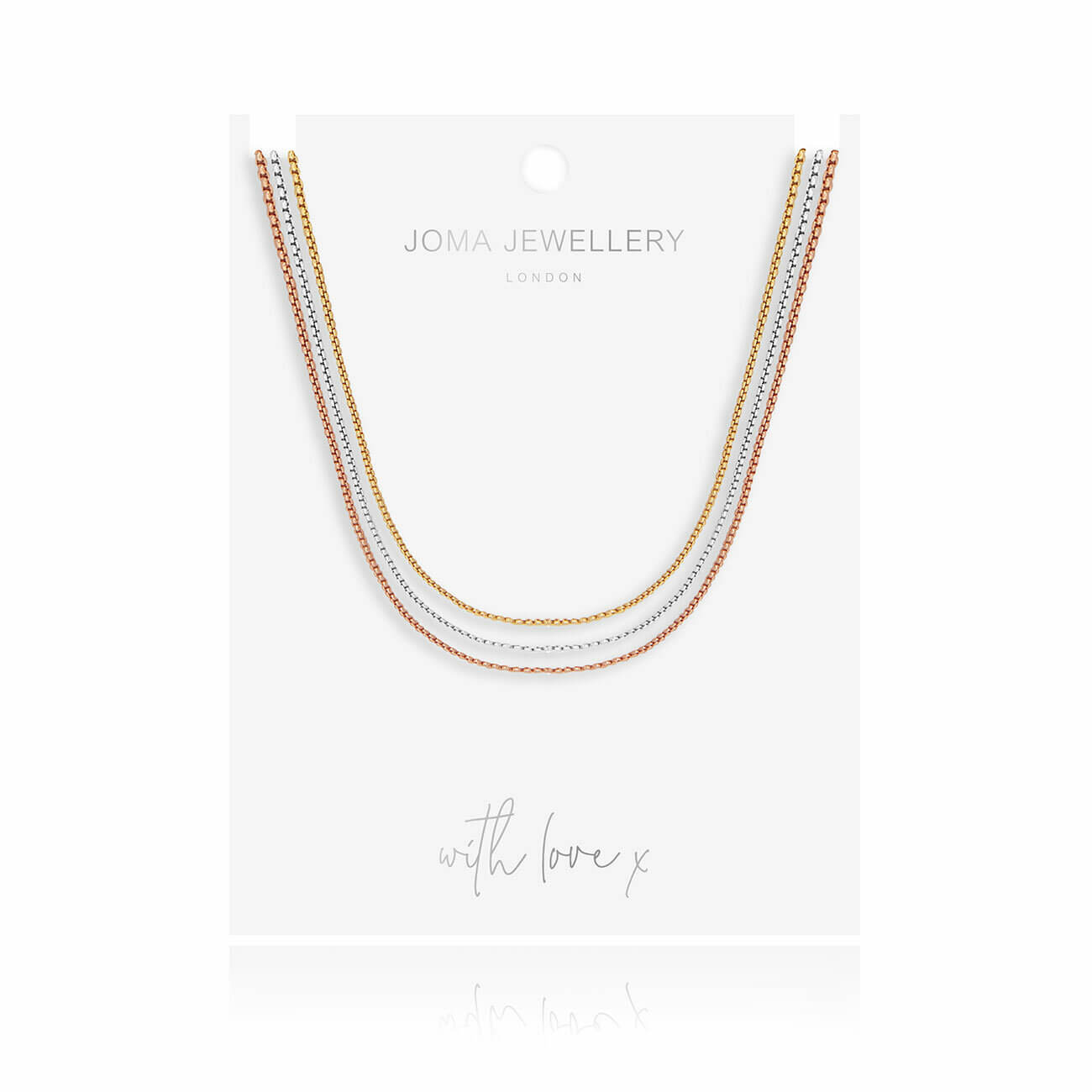 Ella | Multi Chain Necklace | Gold Silver And Rose Gold | Necklace | 43cm, 44.5cm And 46cm