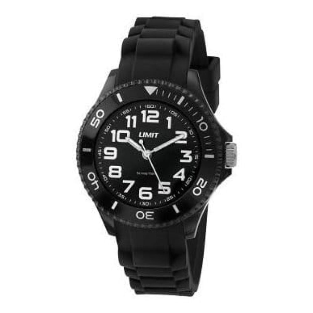 Black Rubber Gents Strap Watch