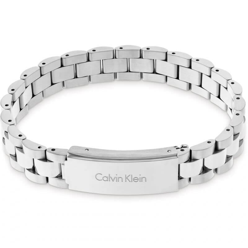 Men's Stainless Steel Bracelet with Logo Detail