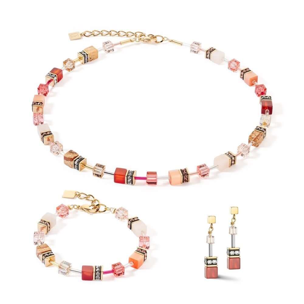 GeoCUBE Iconic Precious Red- Beige Earrings