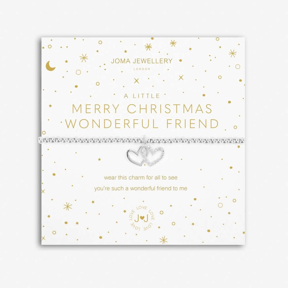 Christmas A Little | Merry Christmas Wonderful Friend | Silver | Bracelet | 17.5cm Stretch