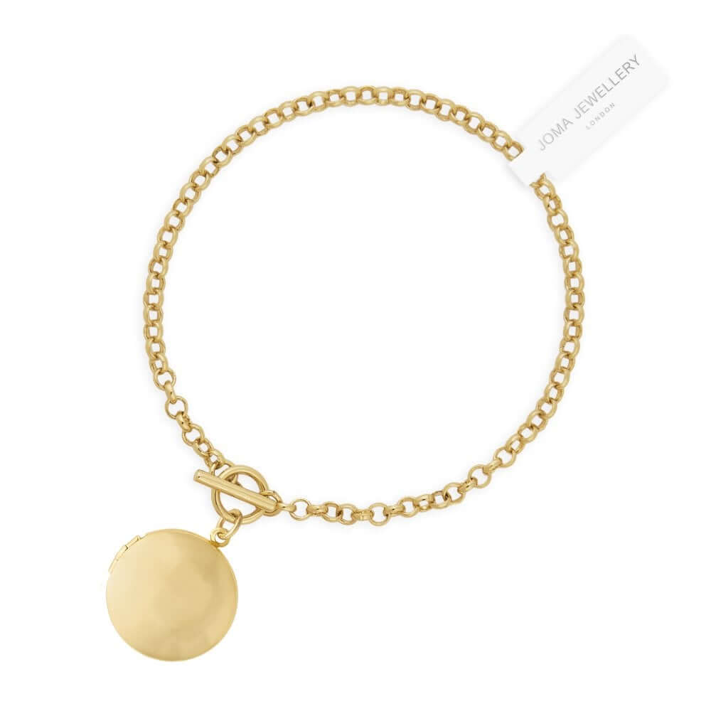 Life Lockets Gold Round Locket 18cm Bracelet