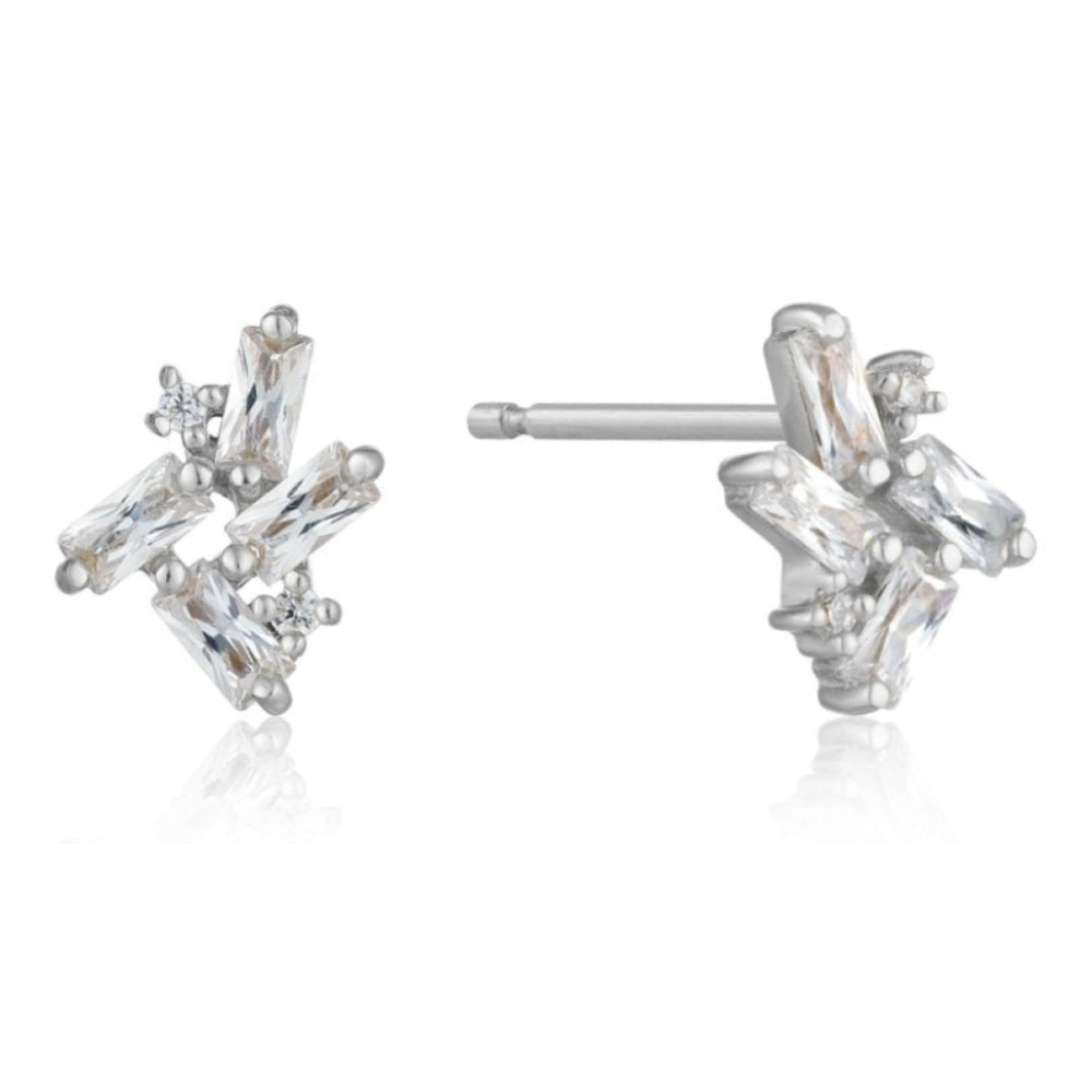 Cluster Stud Earrings Silver