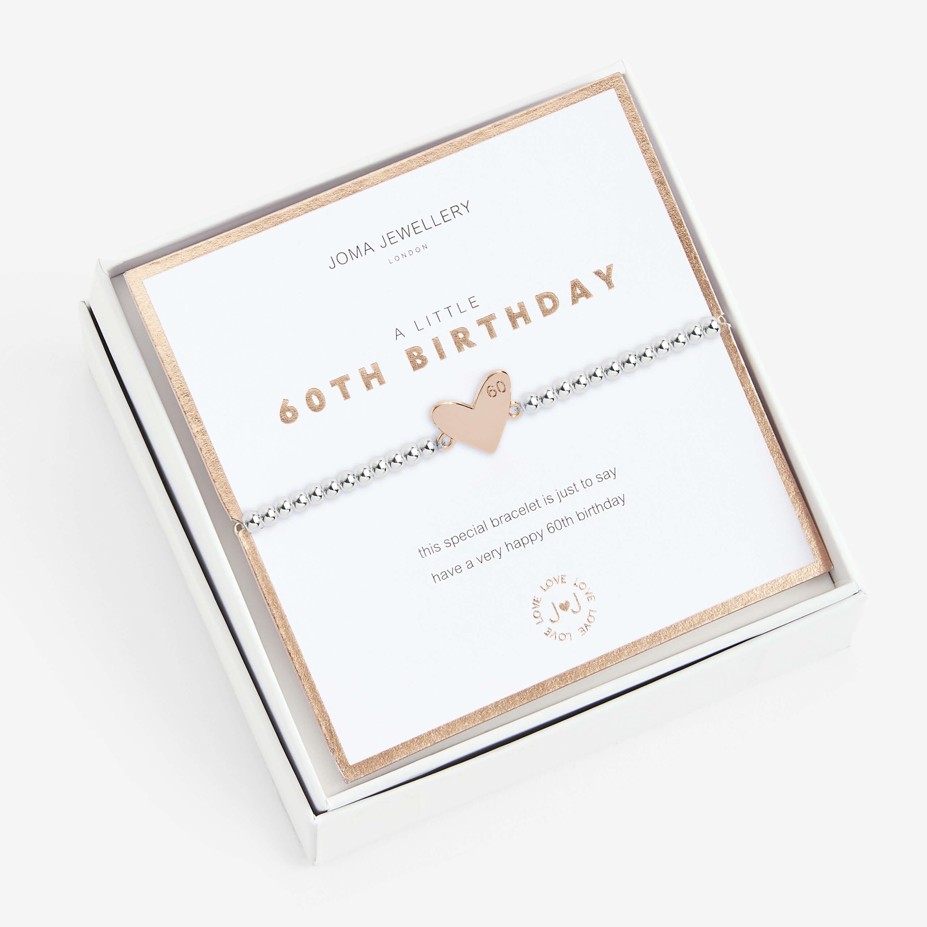 Beautifully Boxed A Littles | Happy 60th Birthday | Silver | Bracelet | 17.5cm Stretch