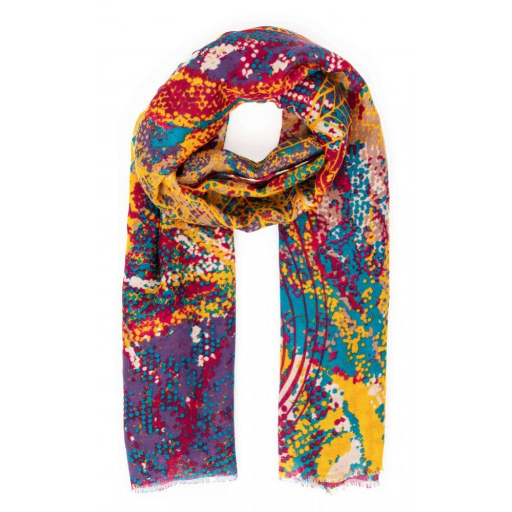 Print Scarf -Abstract Leaves - Mustard
