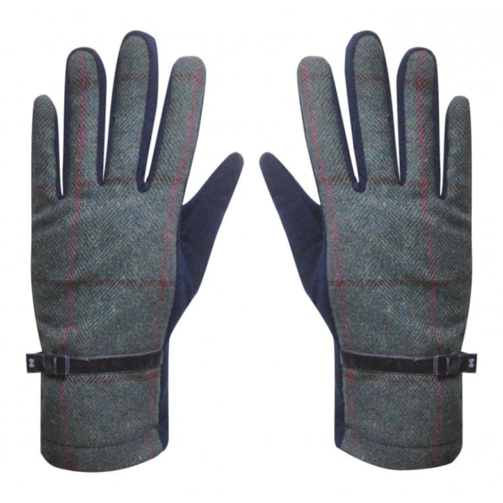 Steel Blue Herringbone Tweed Gloves