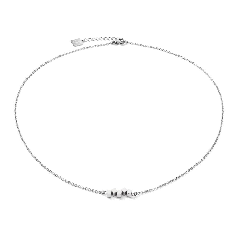 Stainless Steel Dancing Small Geo Cubes & Chain Necklace