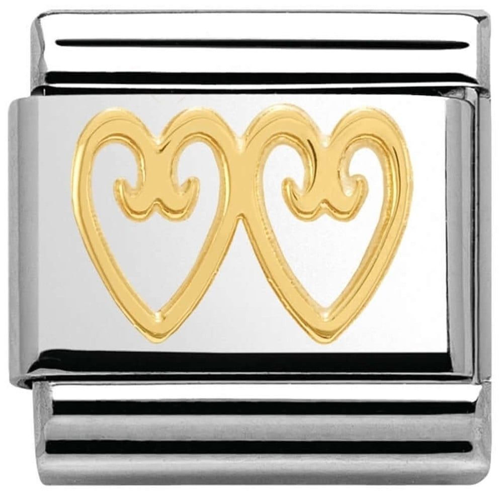 Classic Gold Decorated Double Hearts Link