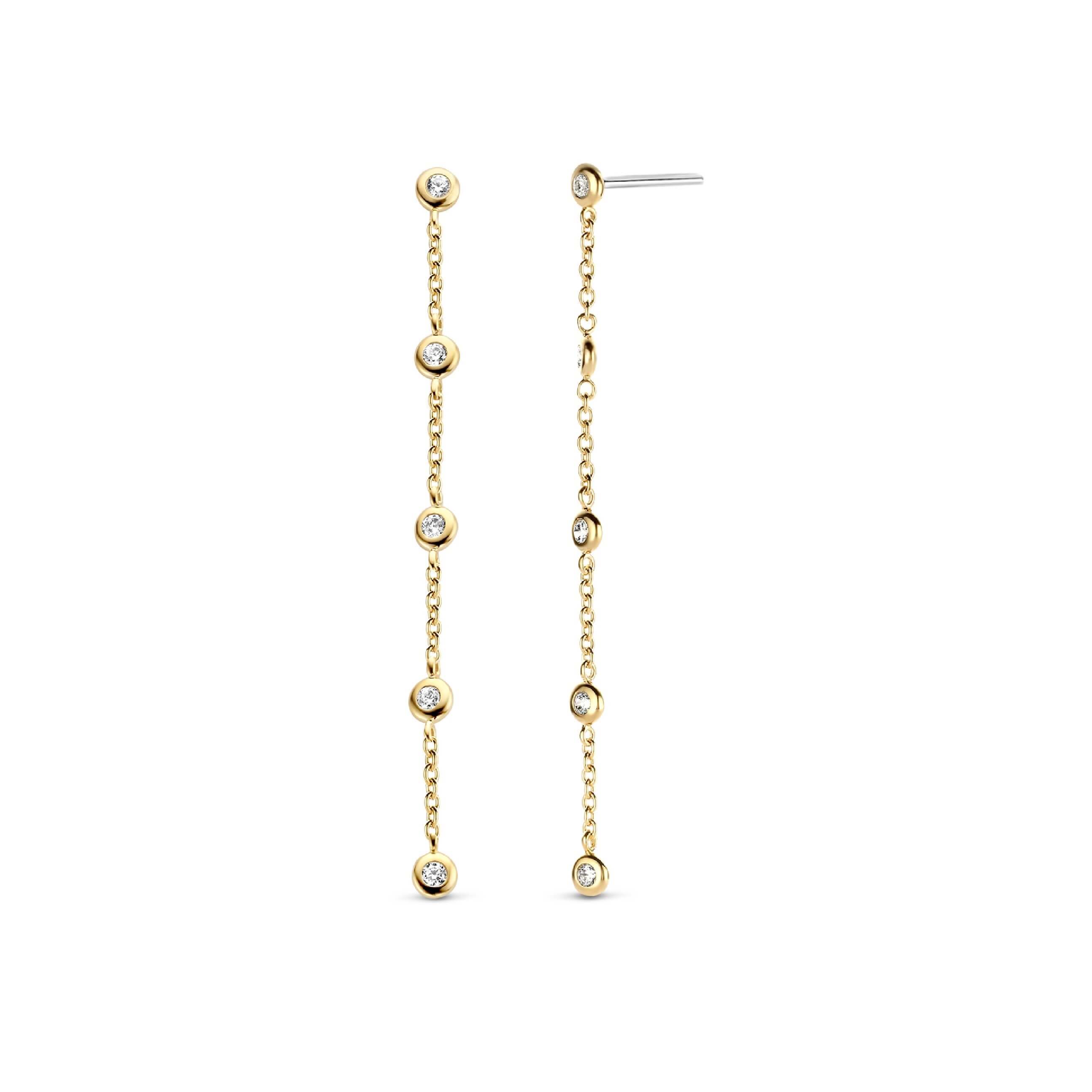 Gold Plated CZ Drop Earrings