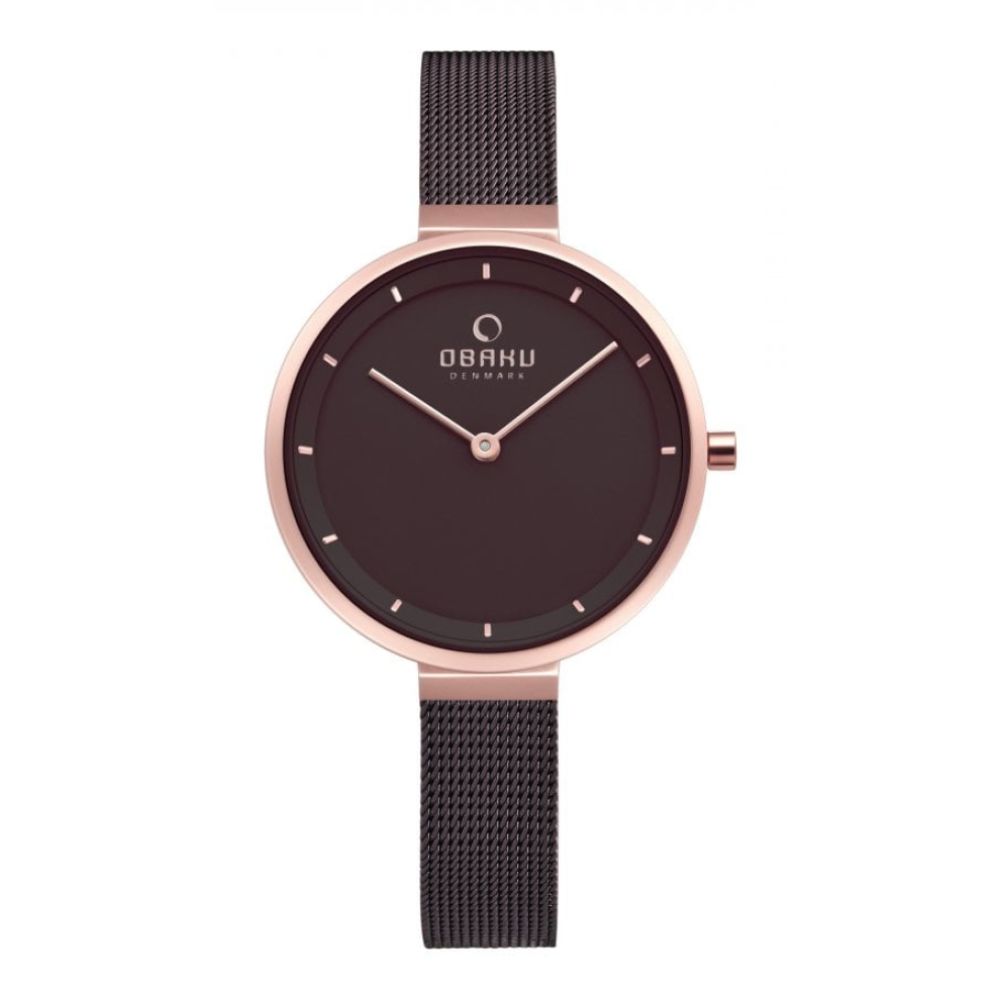 BLOMME - WALNUT Brown Mesh Strap & Dial With Rose Gold Case Ladies Watch