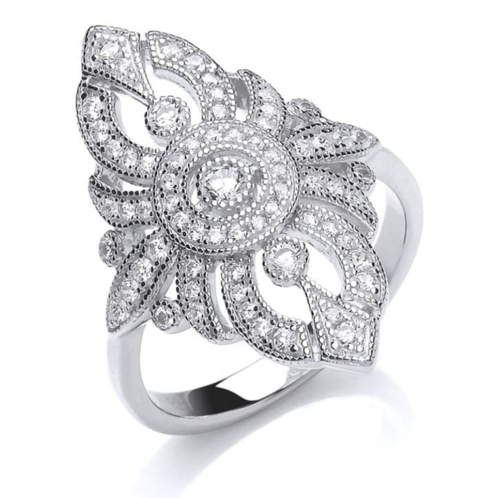 CZ Ornate Wedding Ring Size 7/N