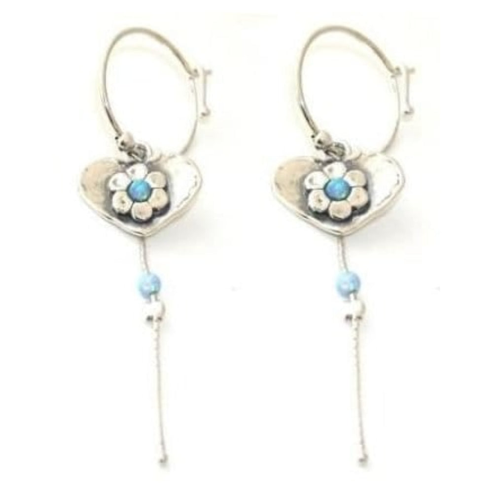 Ladies Handmade Silver Hoop Flower Earrings