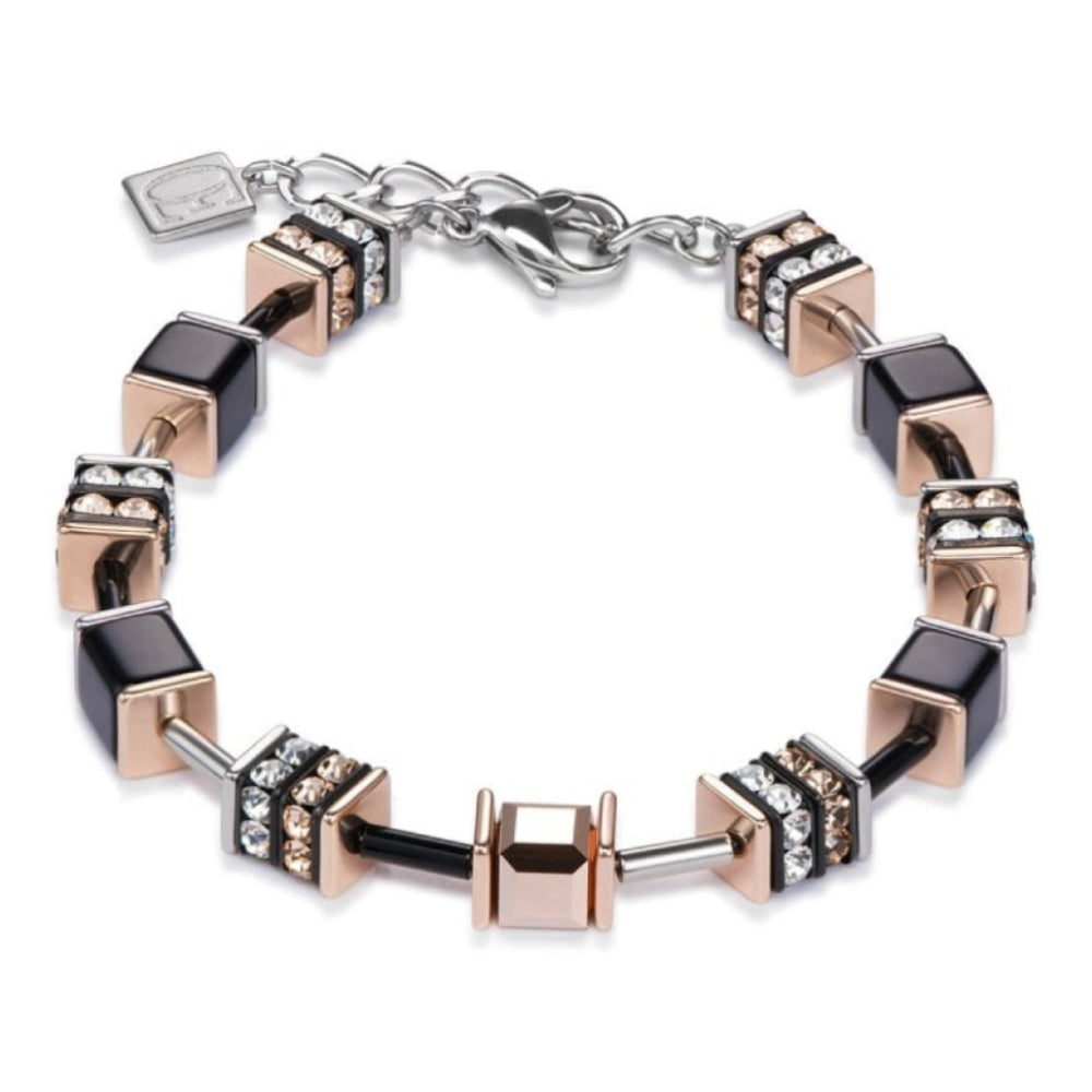 Multicolour Nature & Rose Gold Geo Cube Bracelet
