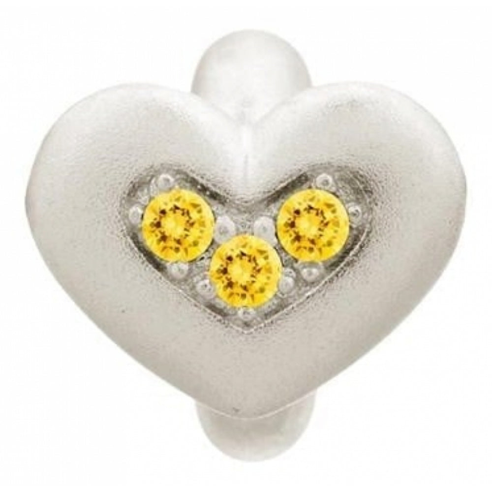 Citrine CZ Sterling Silver Heart Charm