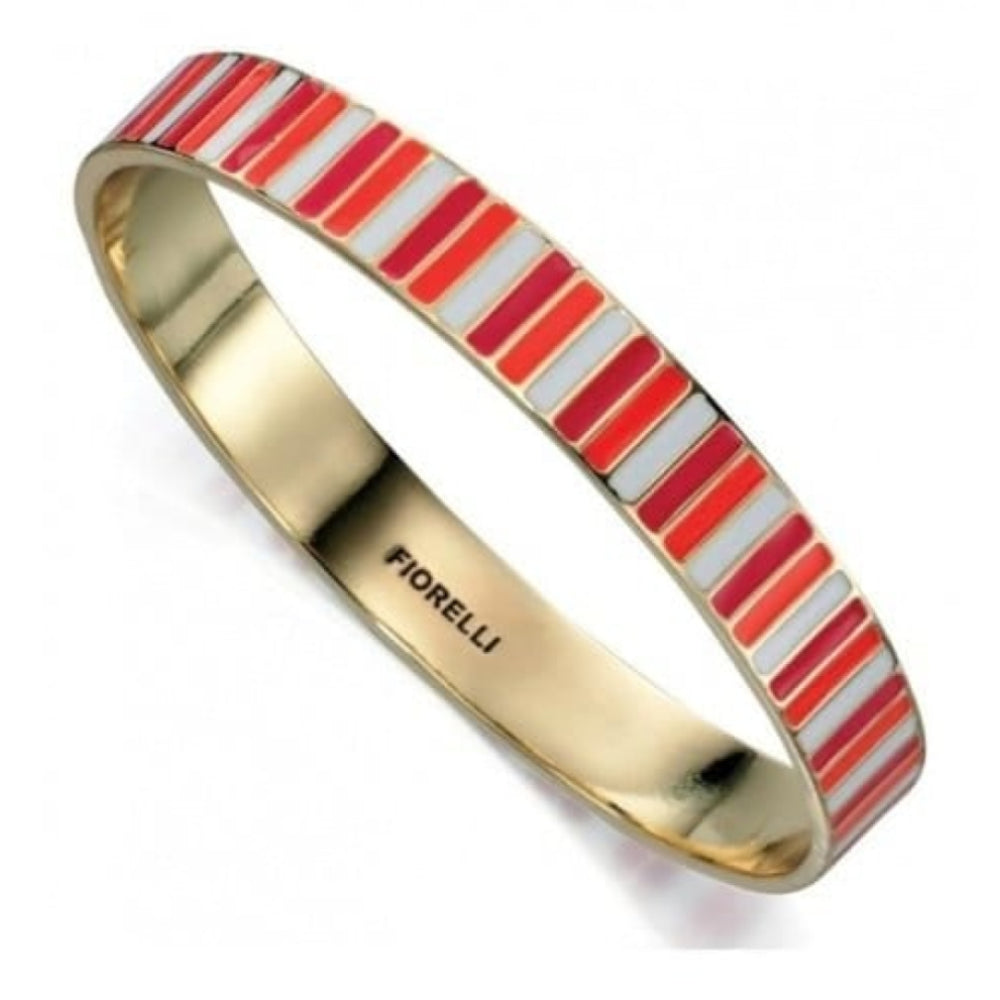 Ladies Gold Plated Pink/Red Enamel Bangle