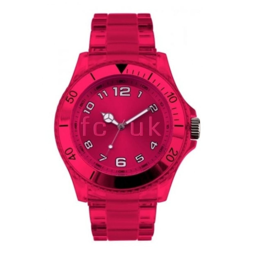 Ladies Quartz Analogue Pink Plastic Bracelet Wristwatch