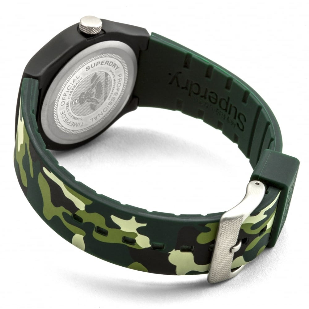 Urban' Green Camo Silicone Strap Watch With Orange Dial