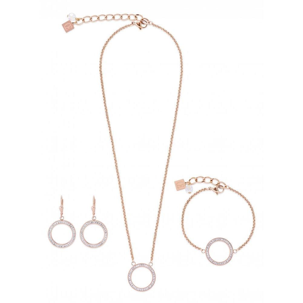 Crystal Circle Pendant Rose Gold Plated Necklace