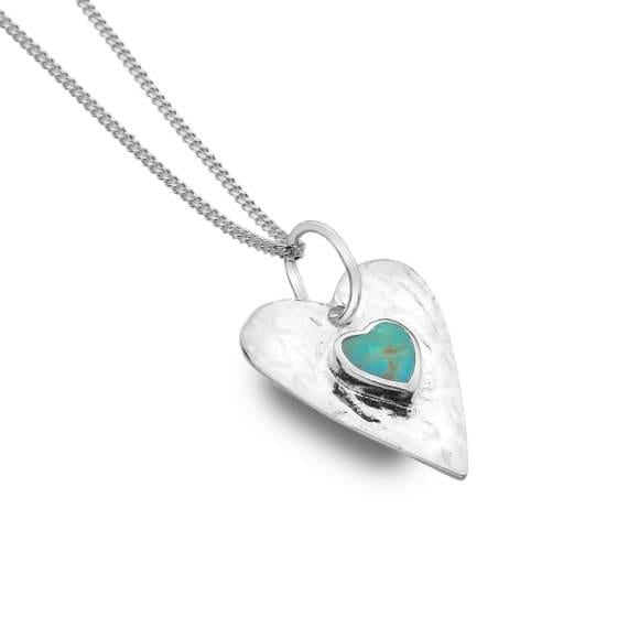 Origins Forever Turquoise Textured Heart Necklace