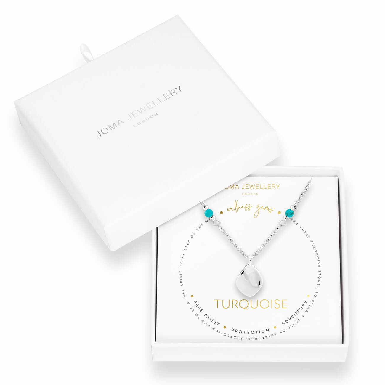 Wellness Gems | Silver | Turquoise Necklace | 45cm + 5cm Extender
