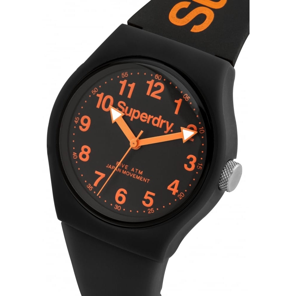 Urban' Black Silicone Strap Watch With Black Dial