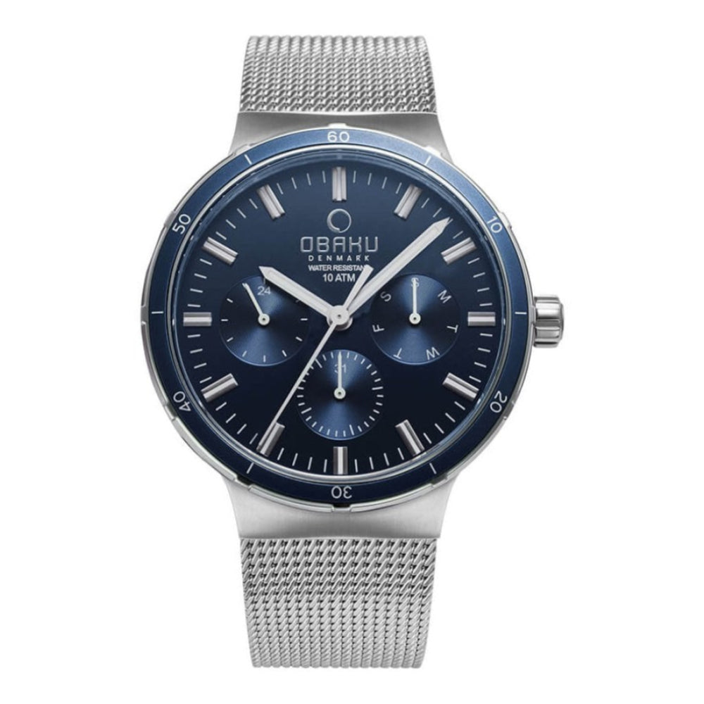 DYB - CYAN Stainless Steel Mesh Strap & Case With Blue Multifunctional Dial Gents Watch