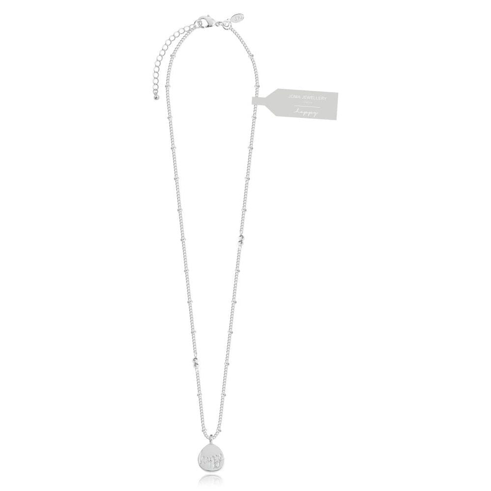 Mantra Necklace - Happy - Silver