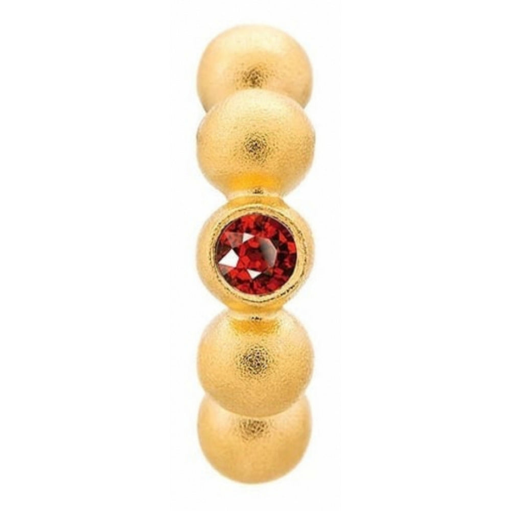 Gold Dots Red CZ Stone Charm