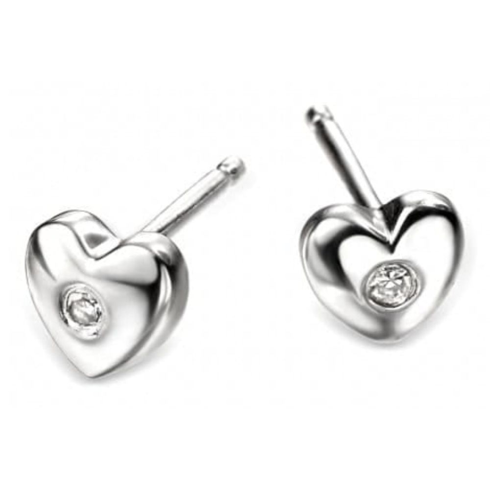 Childrens Heart Stud Earrings With Diamond