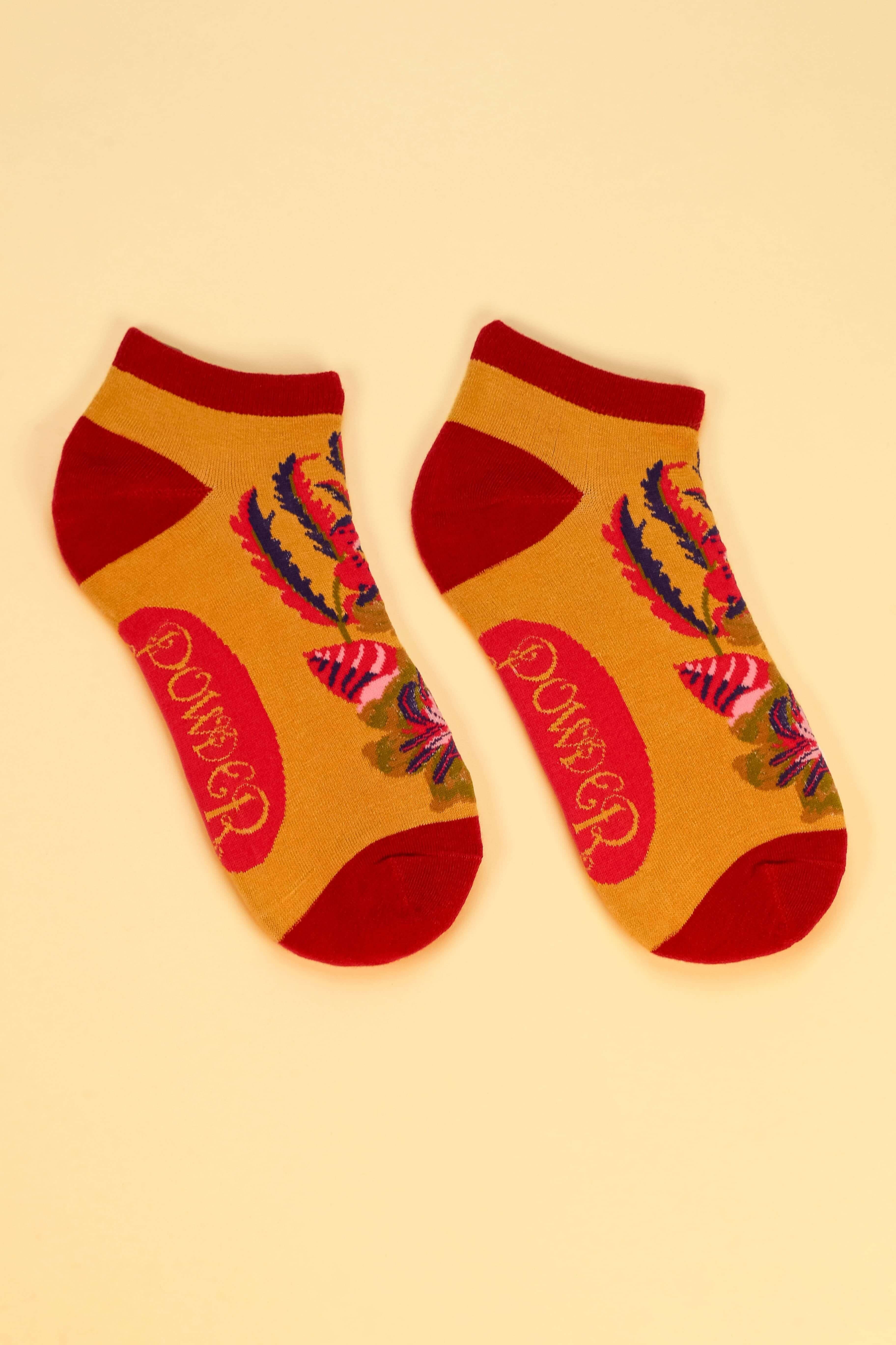 Fantasy Floral - Mustard Trainer Socks