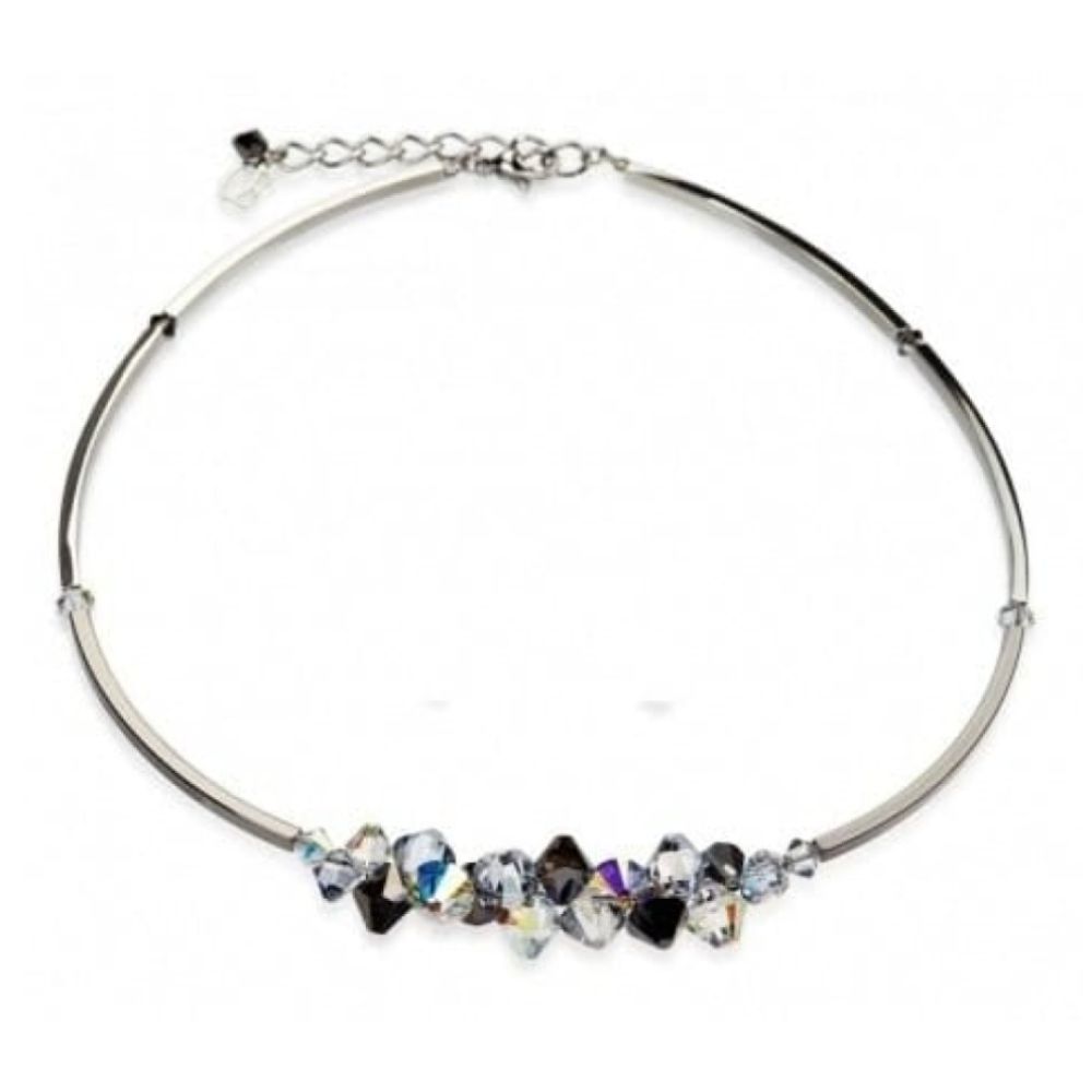 Oxidised Steel & Ruthenium Brass With Swarovski Necklace