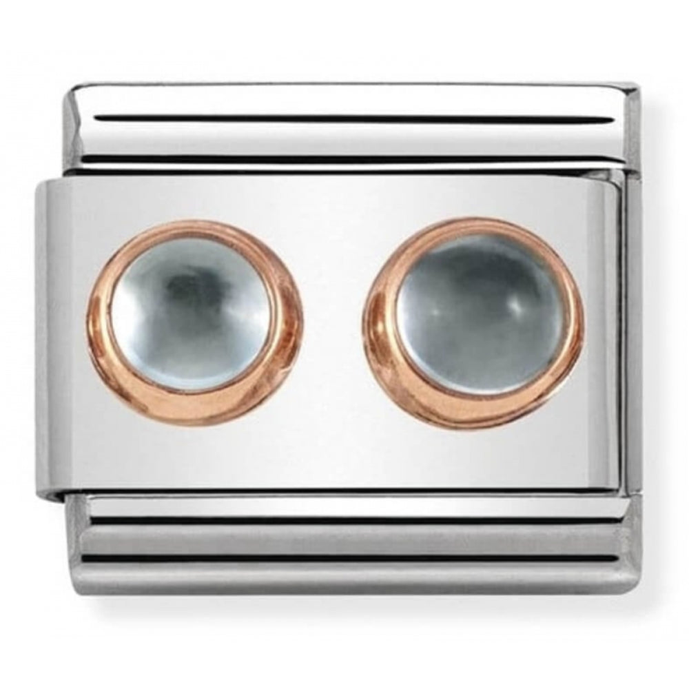 Composable Classic Two Blue Topaz In Rose Gold & Stainless Steel Charm