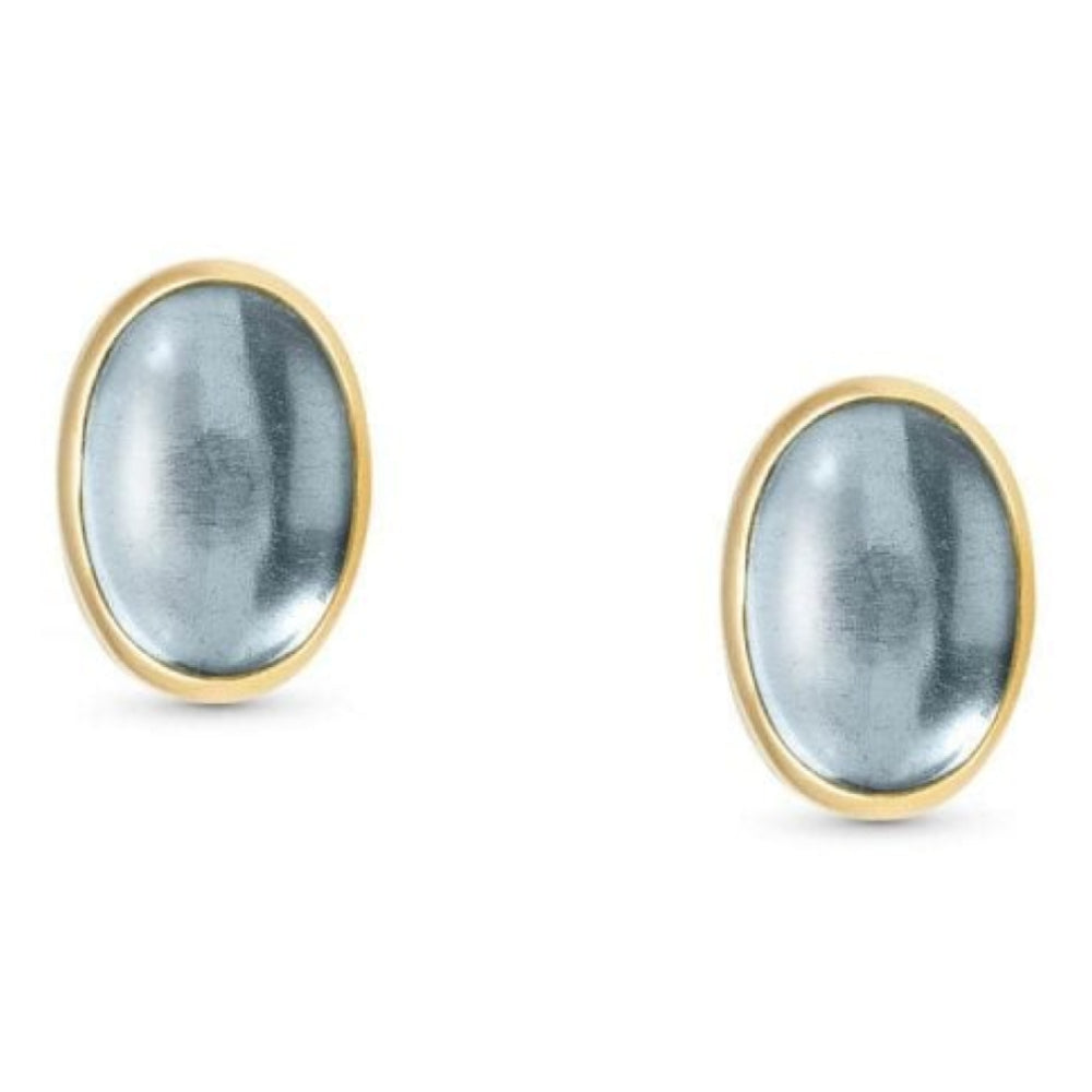 18k Gold Plated With Light Blue Topaz Oval Earrings