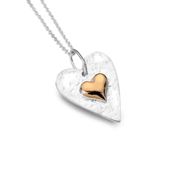 Origins Rose Gold Plated Textured Heart Pendant Necklace