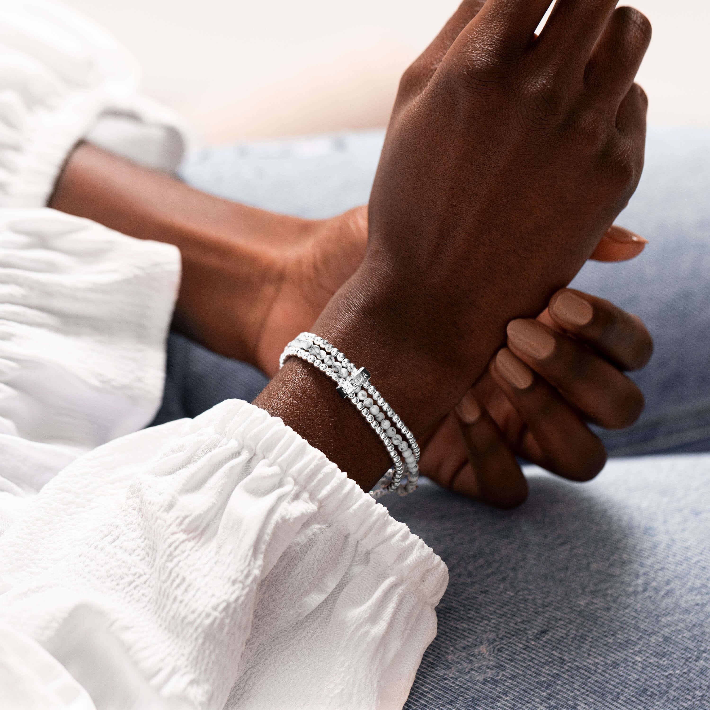 Wellness Stones | Silver | Howlite Bracelet | 17.5cm Stretch