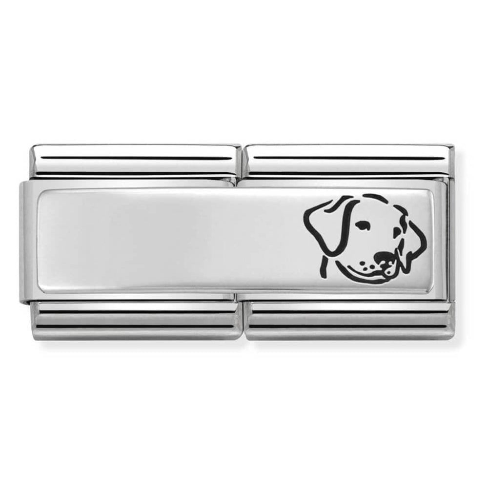 Classic Double Engraved Steel & 925 Silver Custom Dog Link