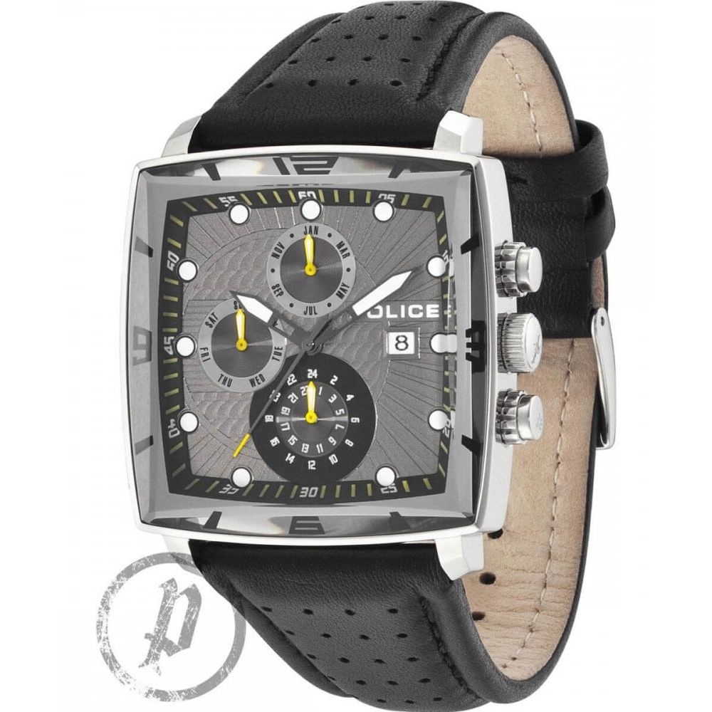 Stainless Steel Patrol MF Chronograph Grey Dial With Black Leather Strap Gents Watch