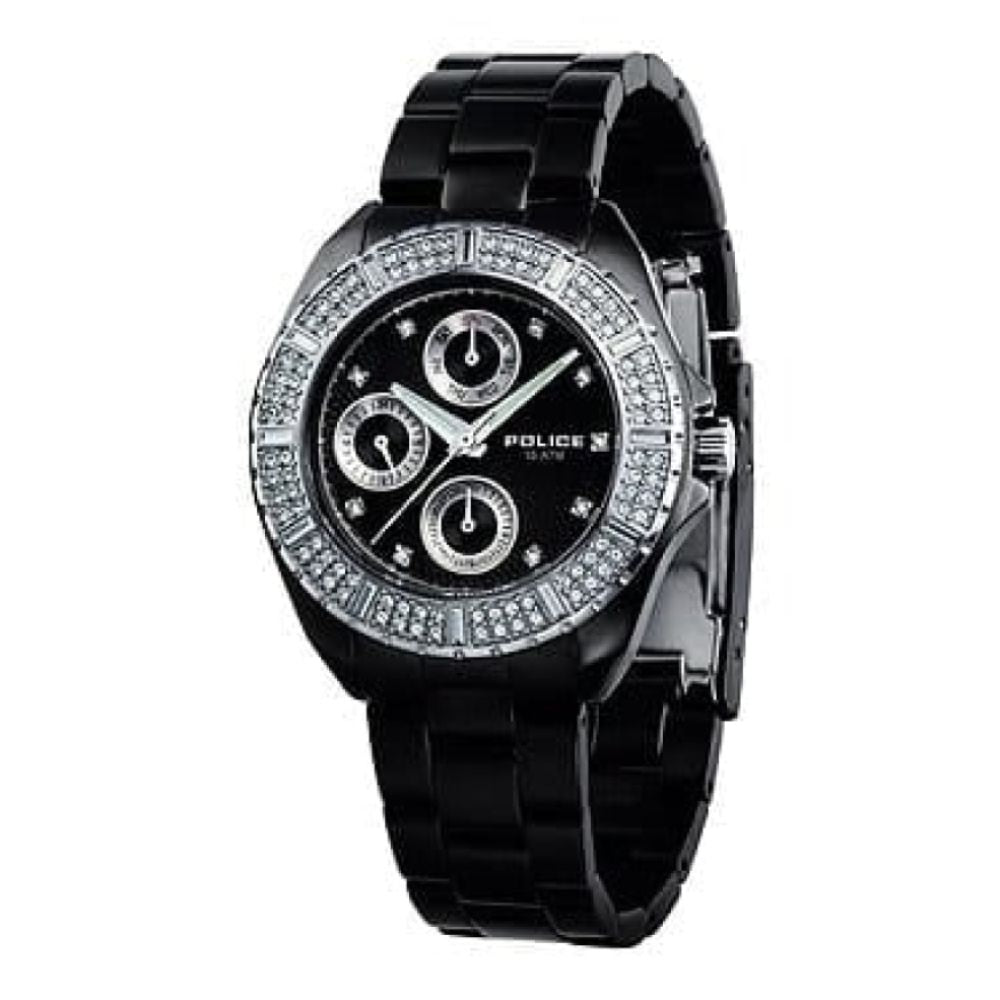 Navy Ii Ladies Black Stainless Steel And Precious Stones Wristwatch