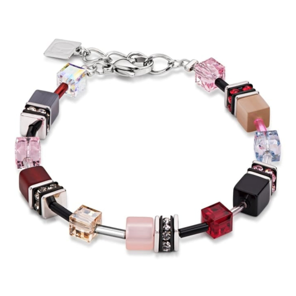 Red/Beige Swarovski Geo Cube Bracelet