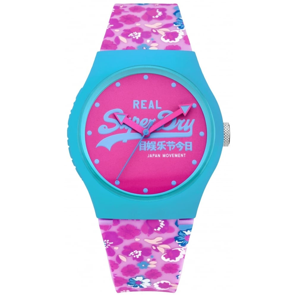 Urban Floral' Pink Silicone Floral Printed Dial Watch With Pink Dial