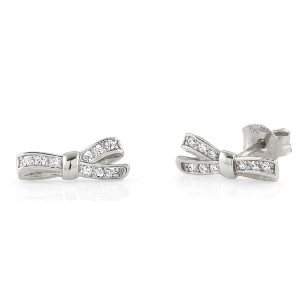 Sterling Silver BOW Stud Cubic Zirconia Earrings