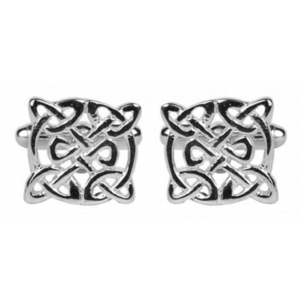 Rhodium Plated Celtic Round Cufflinks