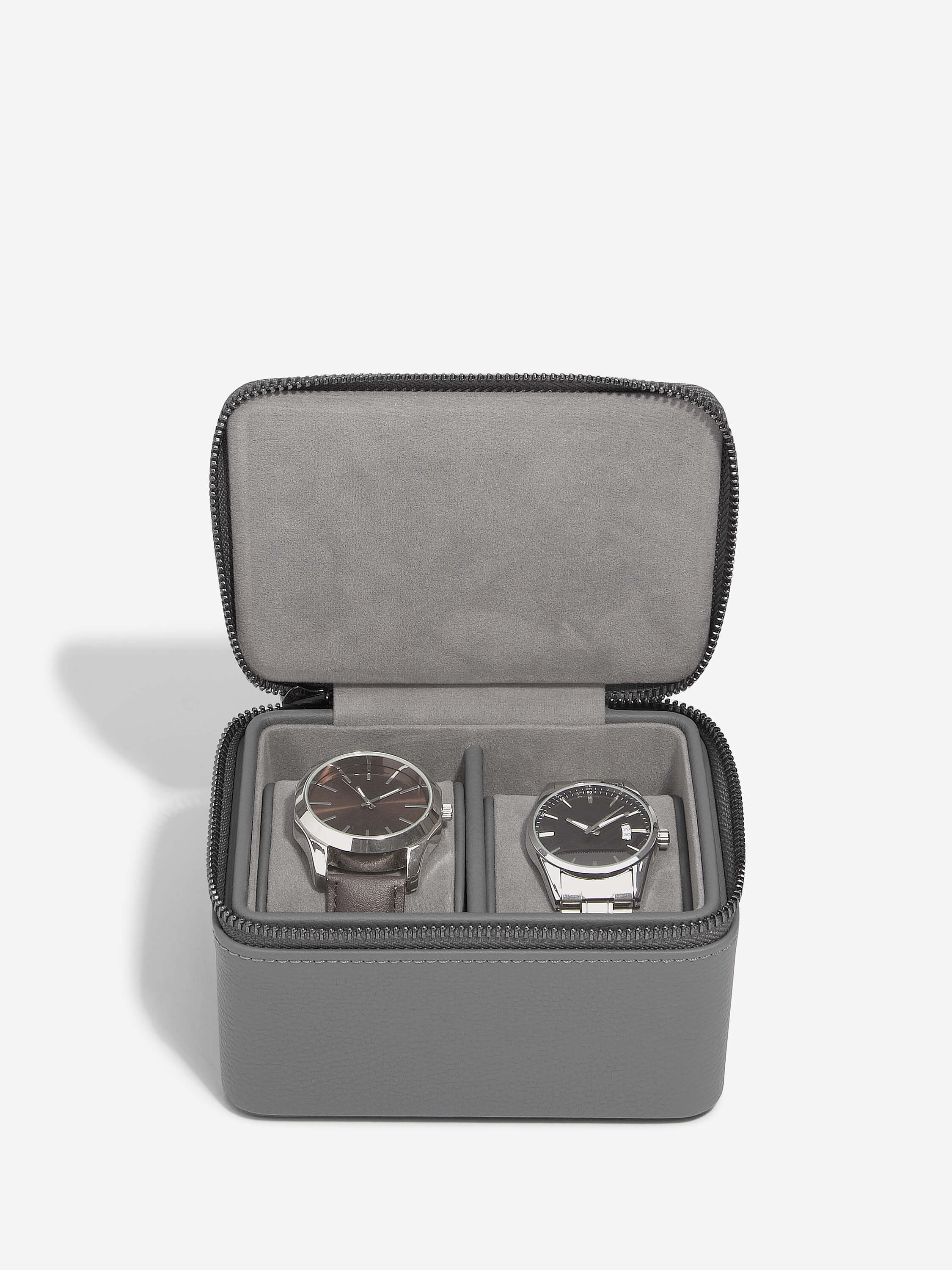 Slate Grey Double Zipped Watch Box