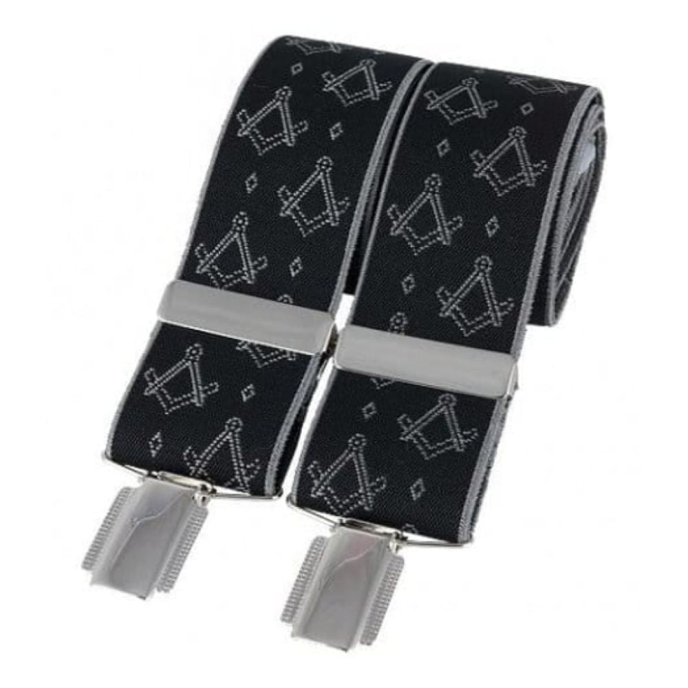 Masonic Black & Silver Pattern 35mm Braces